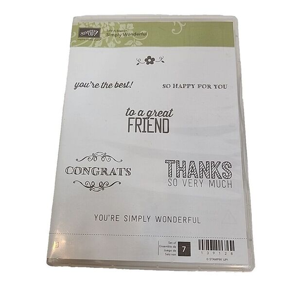 Stampin' Up! SIMPLY WONDERFUL SALE-A-BRATION Stamp Set of 7 139128 Thanks Friend - Picture 1 of 4